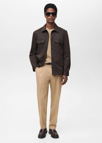 MANGO MAN Slimfit Hose 'Tropical' in Braun