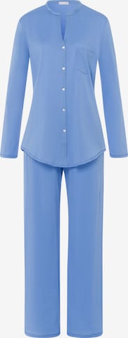 Hanro Pyjama ' Cotton Deluxe ' in Blauw: voorkant