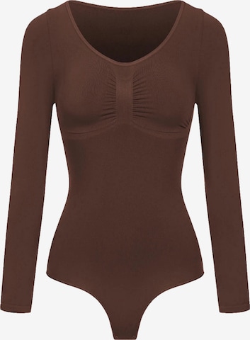 cfab Shaping bodysuit 'Bodysuit Sculpting Shapewear Longsleeve mit String' in Brown: front