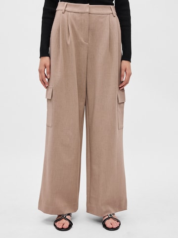 MSCH COPENHAGEN Wide leg Veckad byxa 'Michelle' i brun: framsida