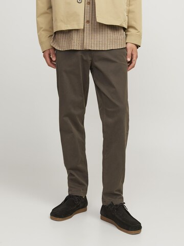 JACK & JONES Tapered Lærredsbukser 'JPSTAce JJHarlow' i brun: forside