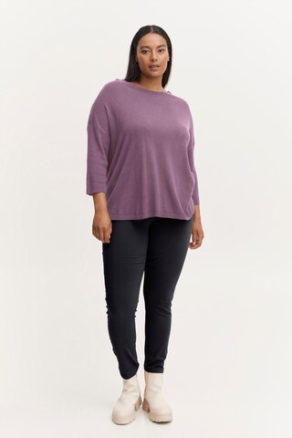 Fransa Curve Pullover 'BLUME' in Lila