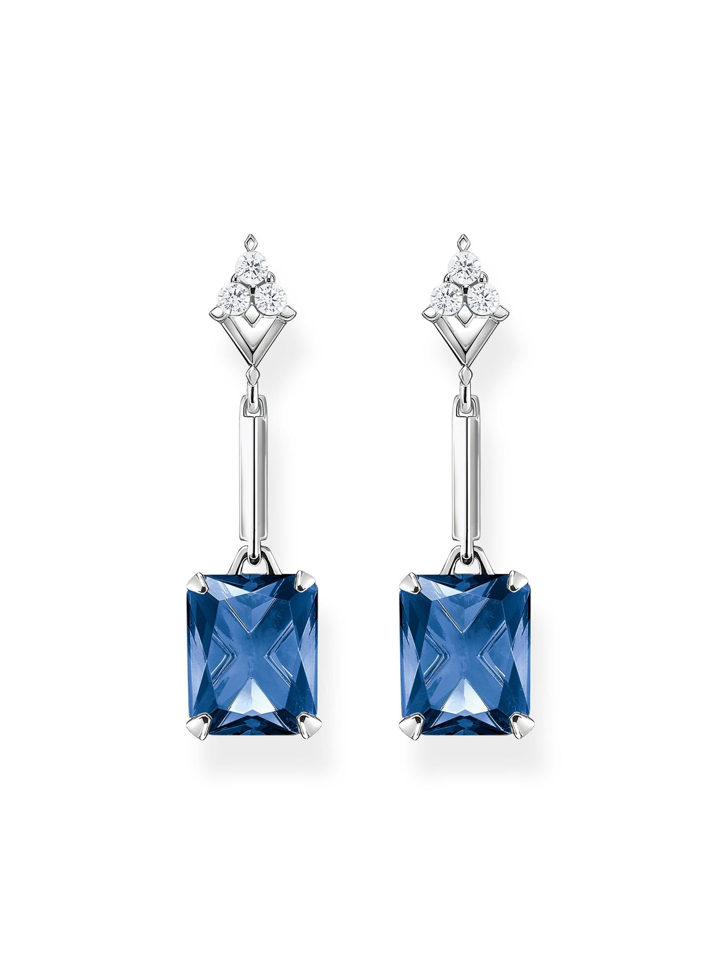 Thomas Sabo Earrings 'Ohrringe Blau Weiß Steine Silber' in Blue: front