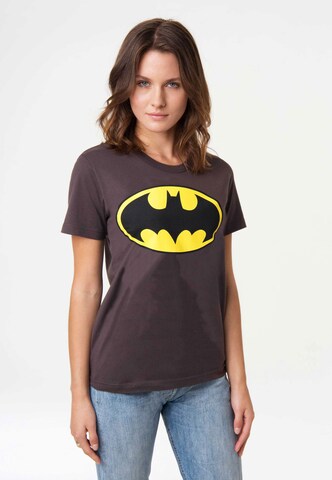 LOGOSHIRT Shirt 'Batman - Logo' in Grey: front