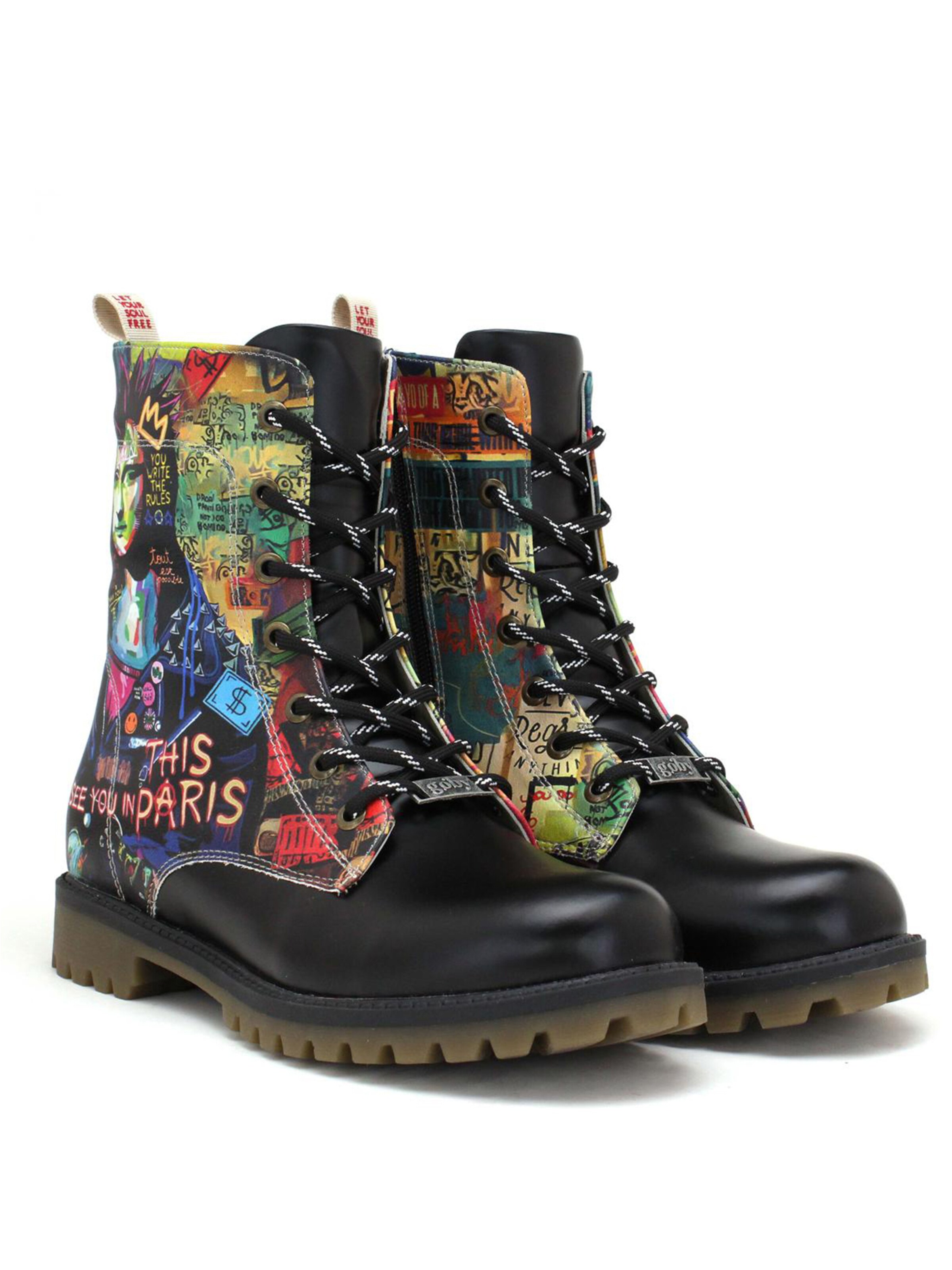 Goby Schnürstiefel 'Goby RUGM112 with Mona Lisa'‌‌ in Schwarz