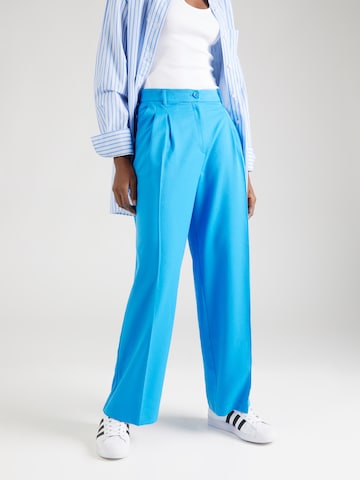 Monki Wide leg Pleat-front trousers in Blue: front