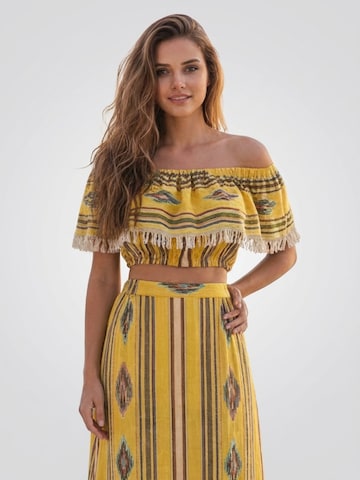 Miss June Blouse 'Caracas' in Geel