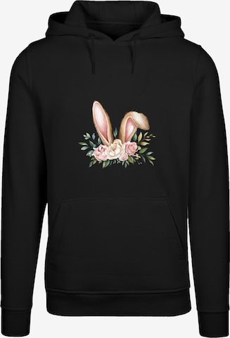 Sweat-shirt 'Blumen Osterhasen Ohren Dekor' F4NT4STIC en noir : devant