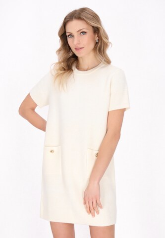 DreiMaster Klassik Трикотажное платье 'Classic Look' в Белый: спереди