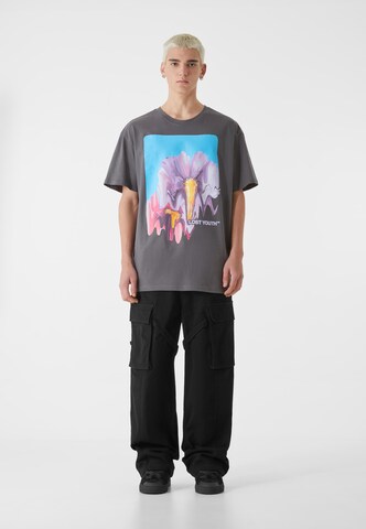 Lost Youth T-Shirt 'Blurred Flowers' in Grau