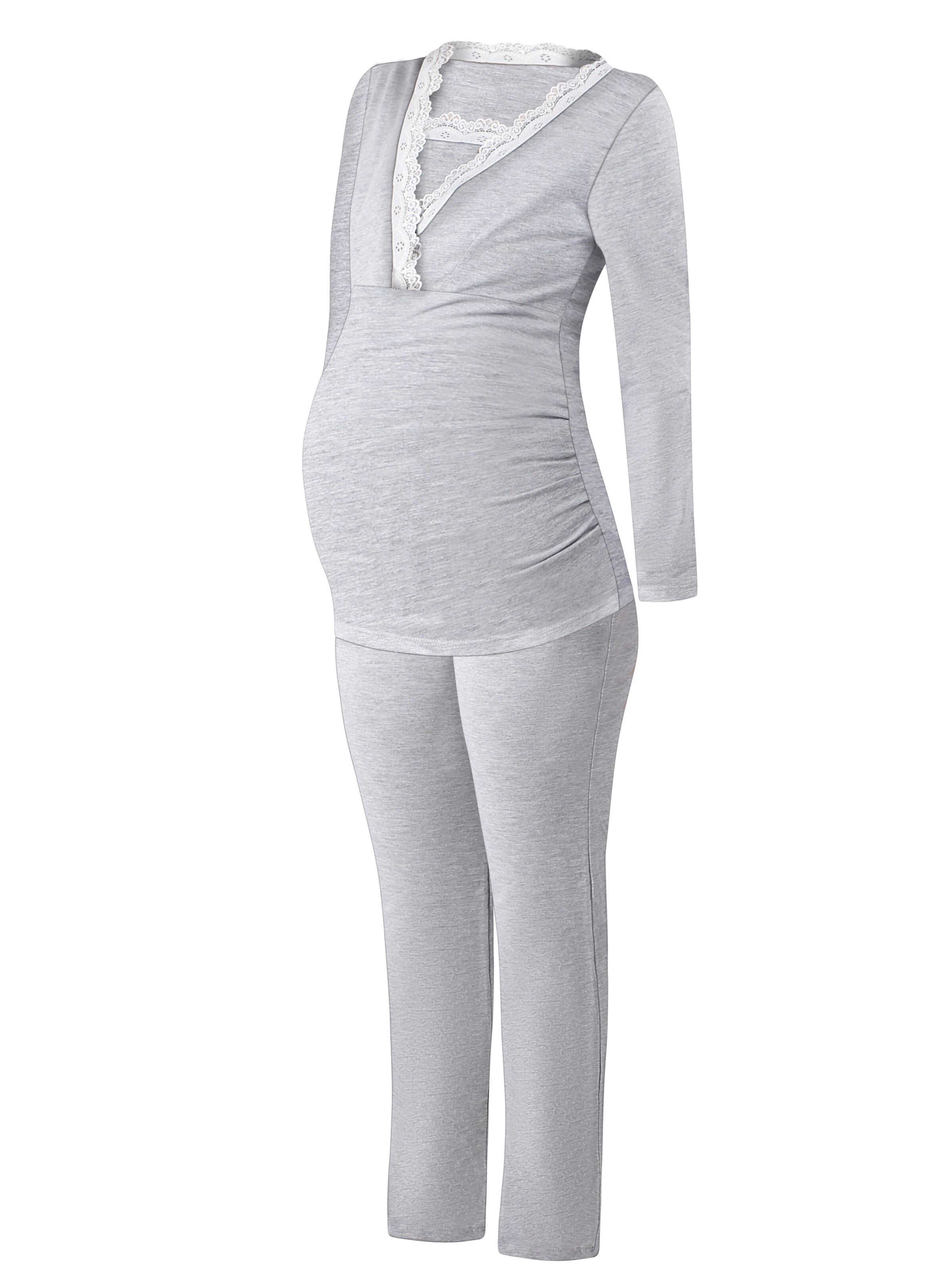 M.M.C. Pajama 'Spitze Umstandspyjama' in Grey, Item view