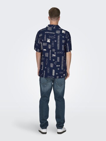 Only & Sons Regular fit Button Up Shirt 'ALVIN' in Blue