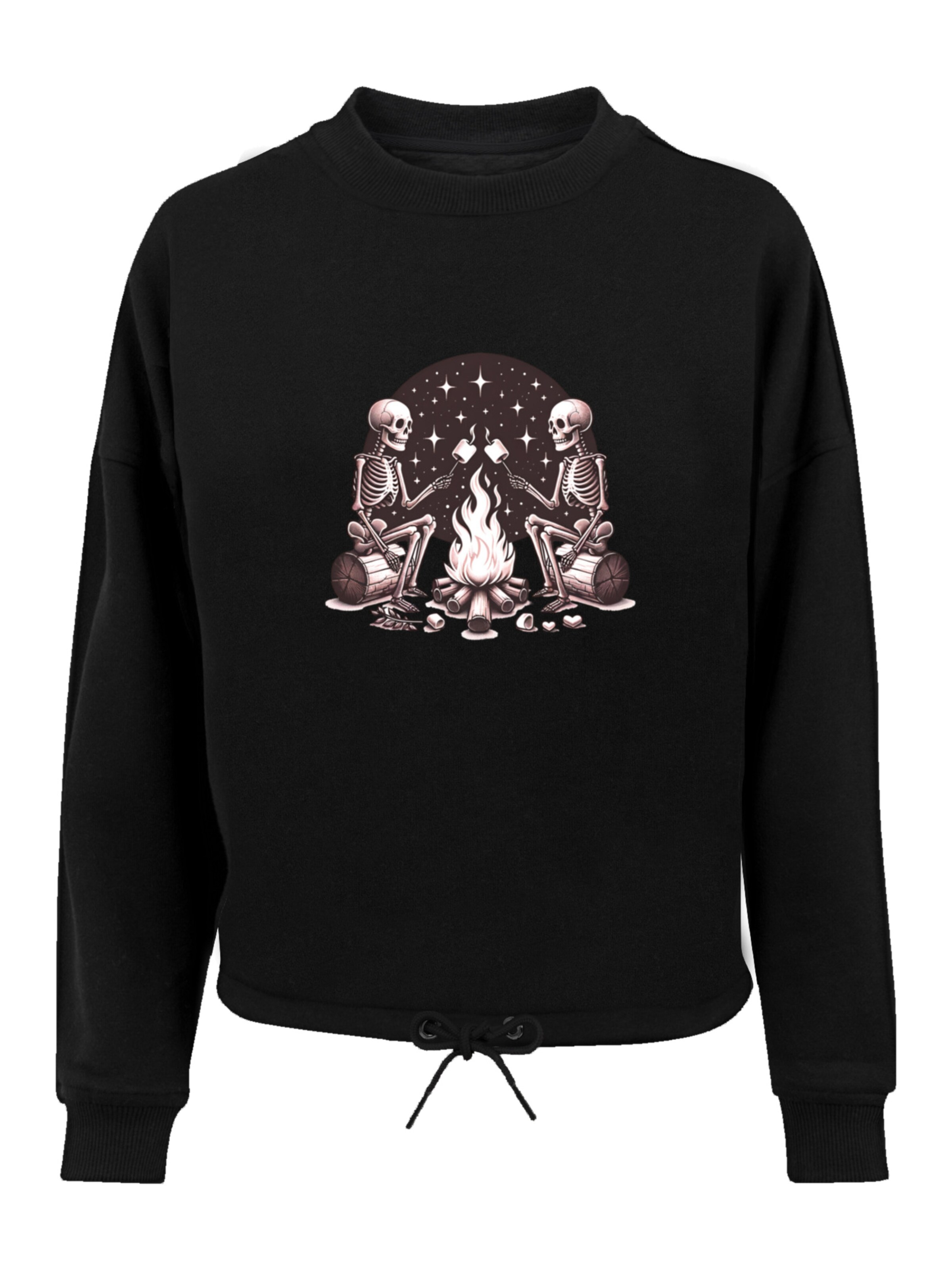 F4NT4STIC Sweatshirt 'Skeletons Campfire Mashmallow' in Schwarz: Vorderseite