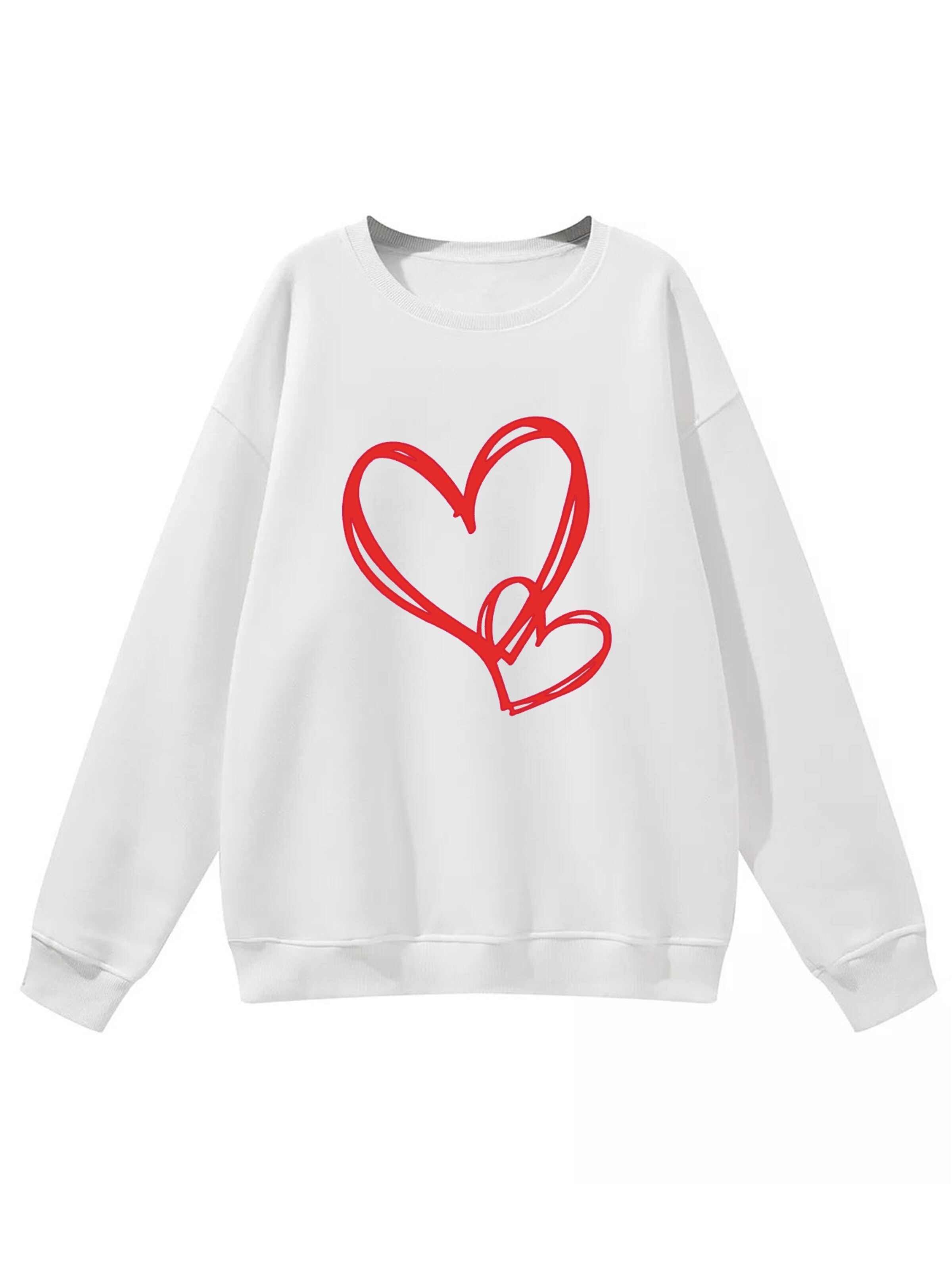 GORHEY Sweatshirt 'Women's Casual Printed Sweatshirts, Long Sleeve Loose Pullover Top' in Wit