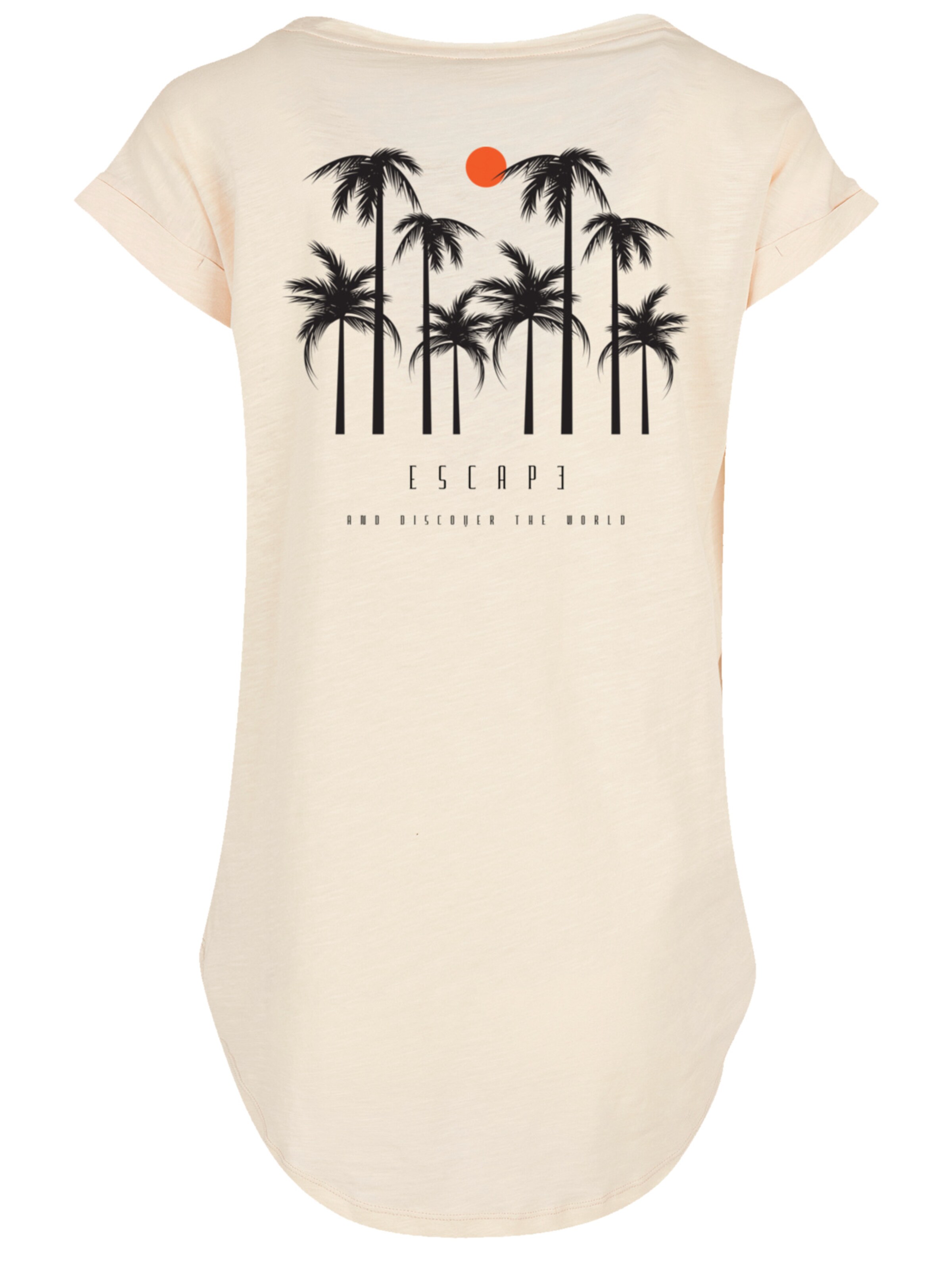 T-shirt 'Escape Discover the World Palm Trees Black' F4NT4STIC en beige