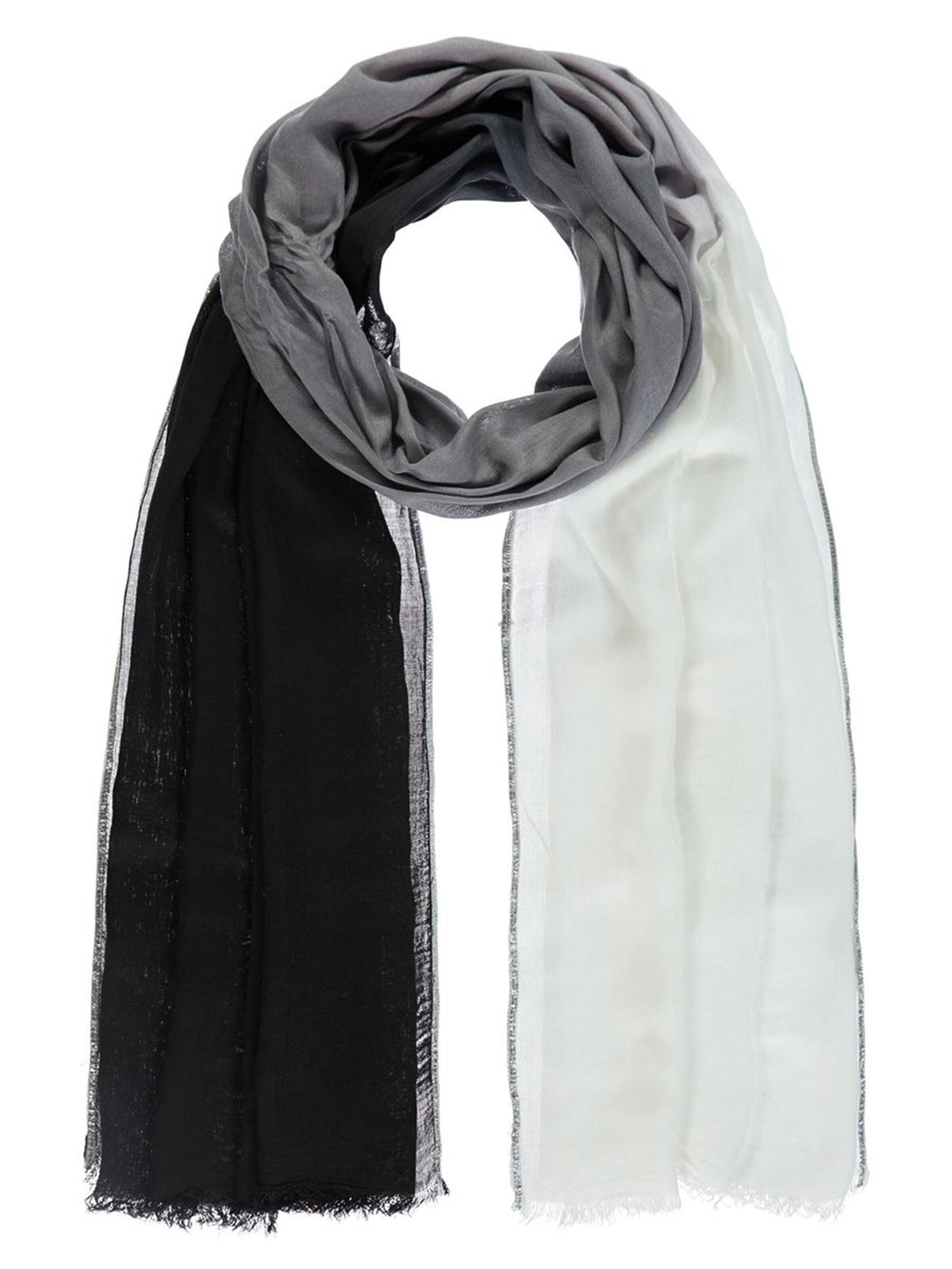 Passigatti Wrap 'Schal Degradé mit Silberrand' in Black: front
