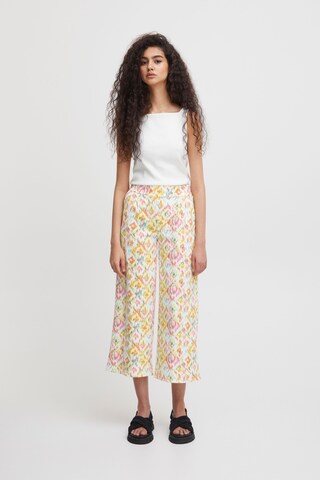 ICHI Boot cut Pleat-Front Pants 'Kate' in White