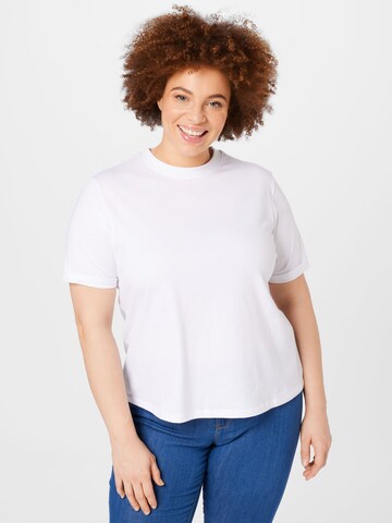 PIECES Curve Shirt 'TOGETHER' in White: front