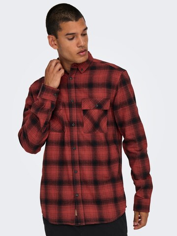 Only & Sons Regular fit Skjorta 'ONSMATT' i röd