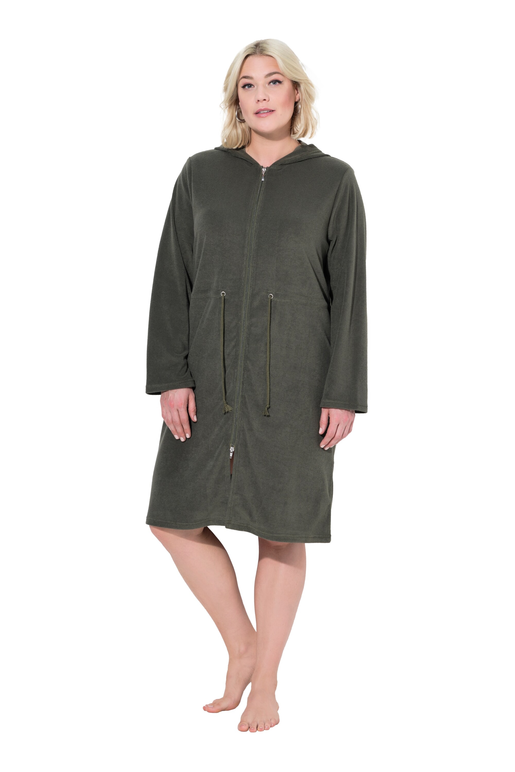Ulla Popken Bathrobe short in Grey: front