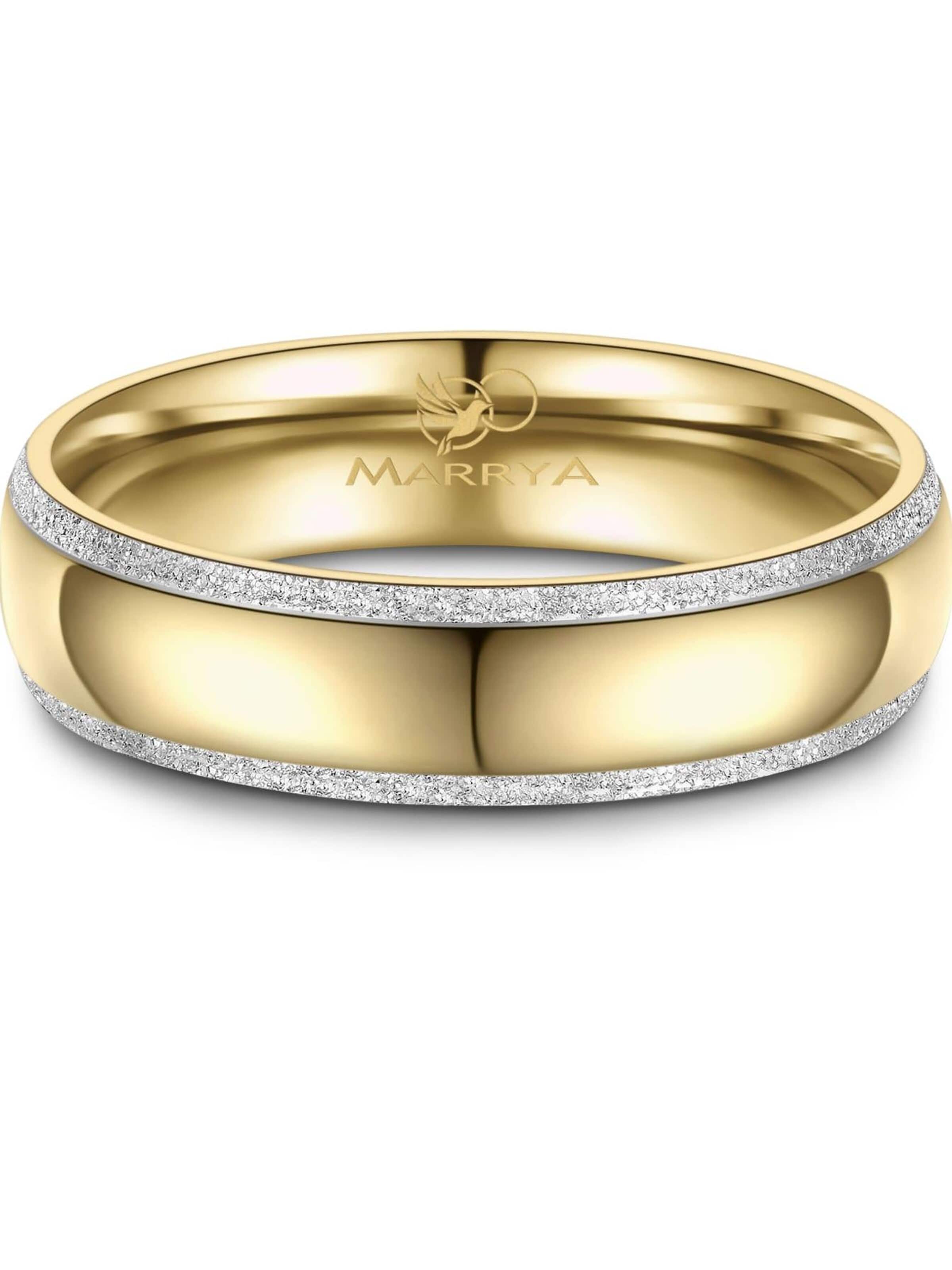 MARRYA Ring 'MARRYA ES-36 Ehering aus Edelstahl - Gold plattiert' i gul