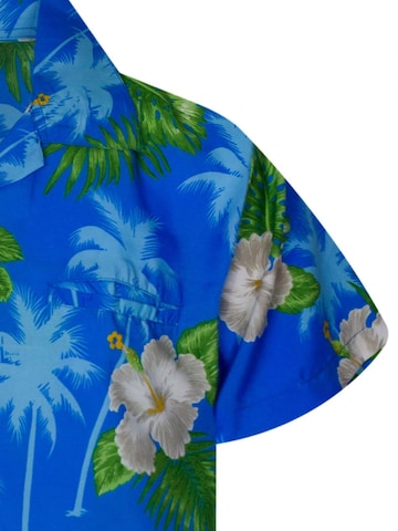 King Kameha Regular Fit Hemd 'Small Flower' in Blau