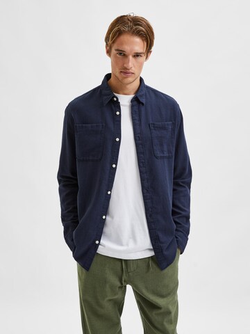 SELECTED HOMME Regular Fit Skjorte 'Nico' i blå: forside