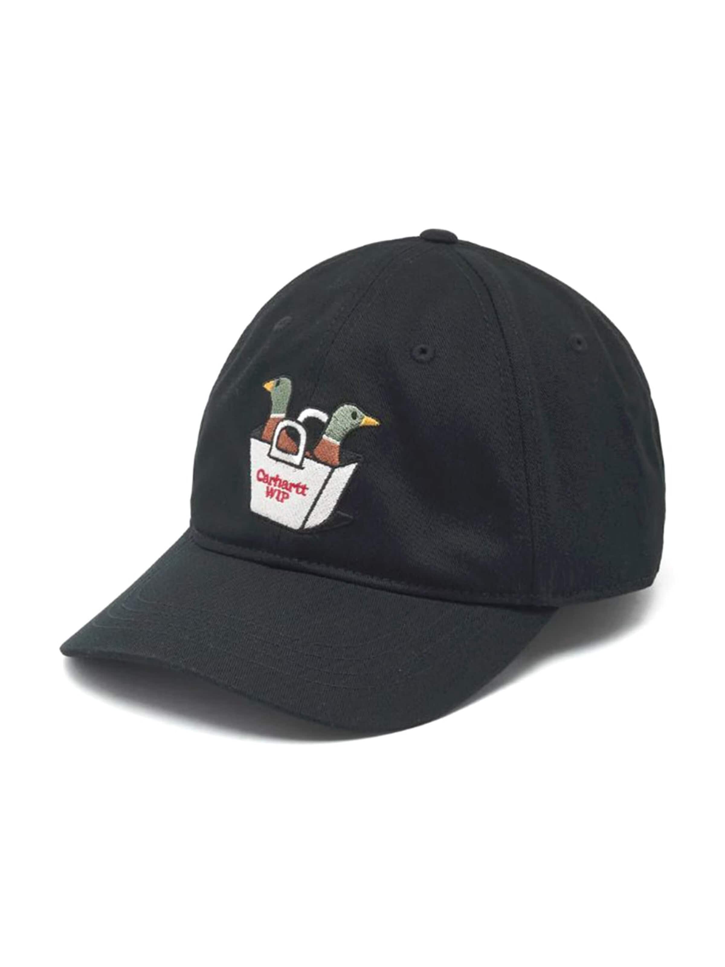 Carhartt WIP Hat 'BUMPER STICKER CAP BLACK' in Black: front