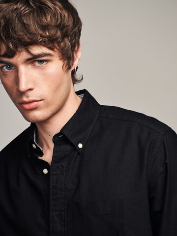 Next Slim fit Button Up Shirt in Black