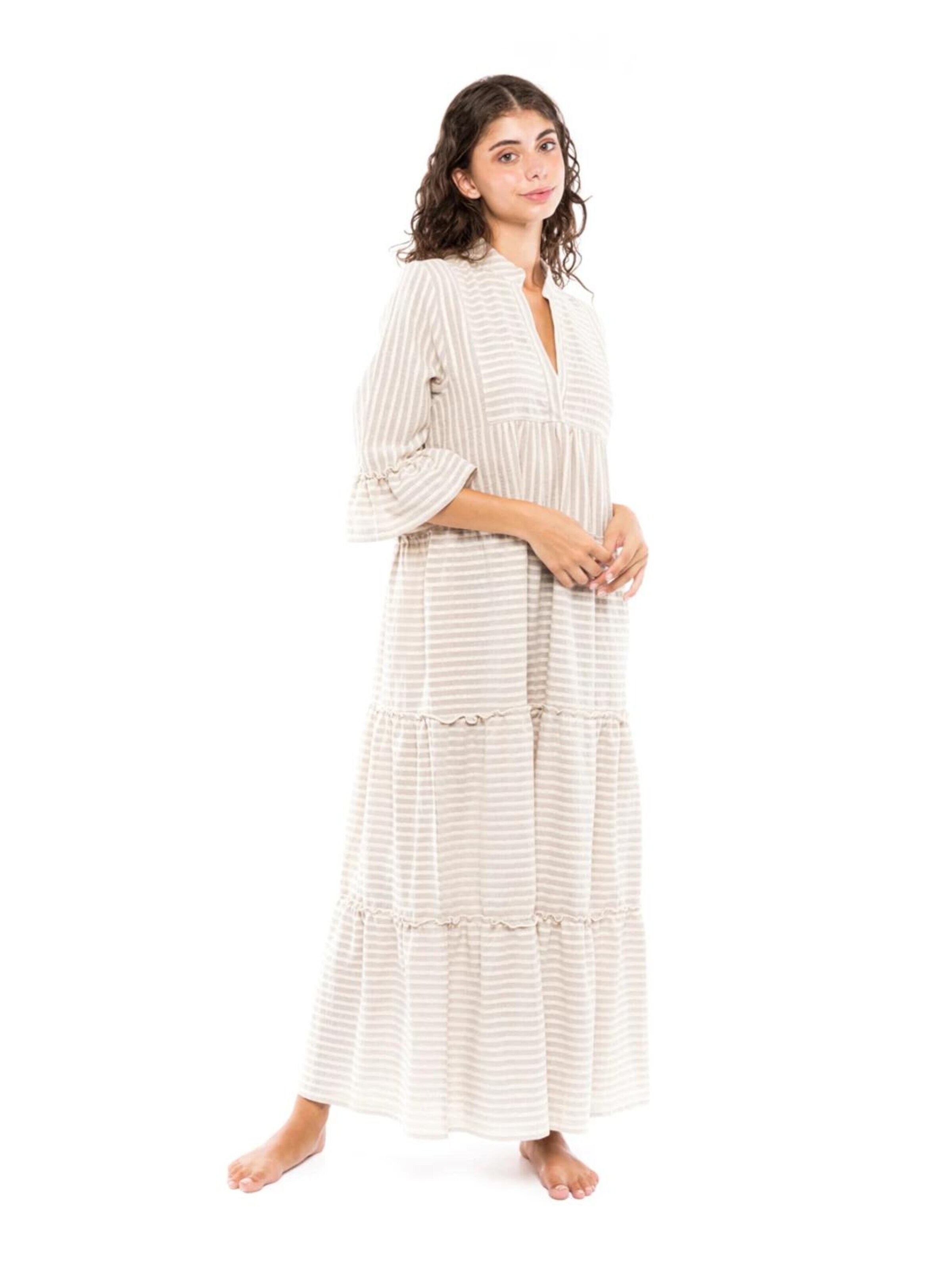 Pink Label Καλοκαιρινό φόρεμα 'BEACHWEAR SAND STRIPE' σε μπεζ