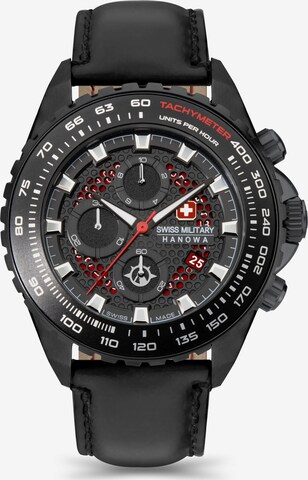 SWISS MILITARY HANOWA Analog Watch 'IGUANA' in Black: front