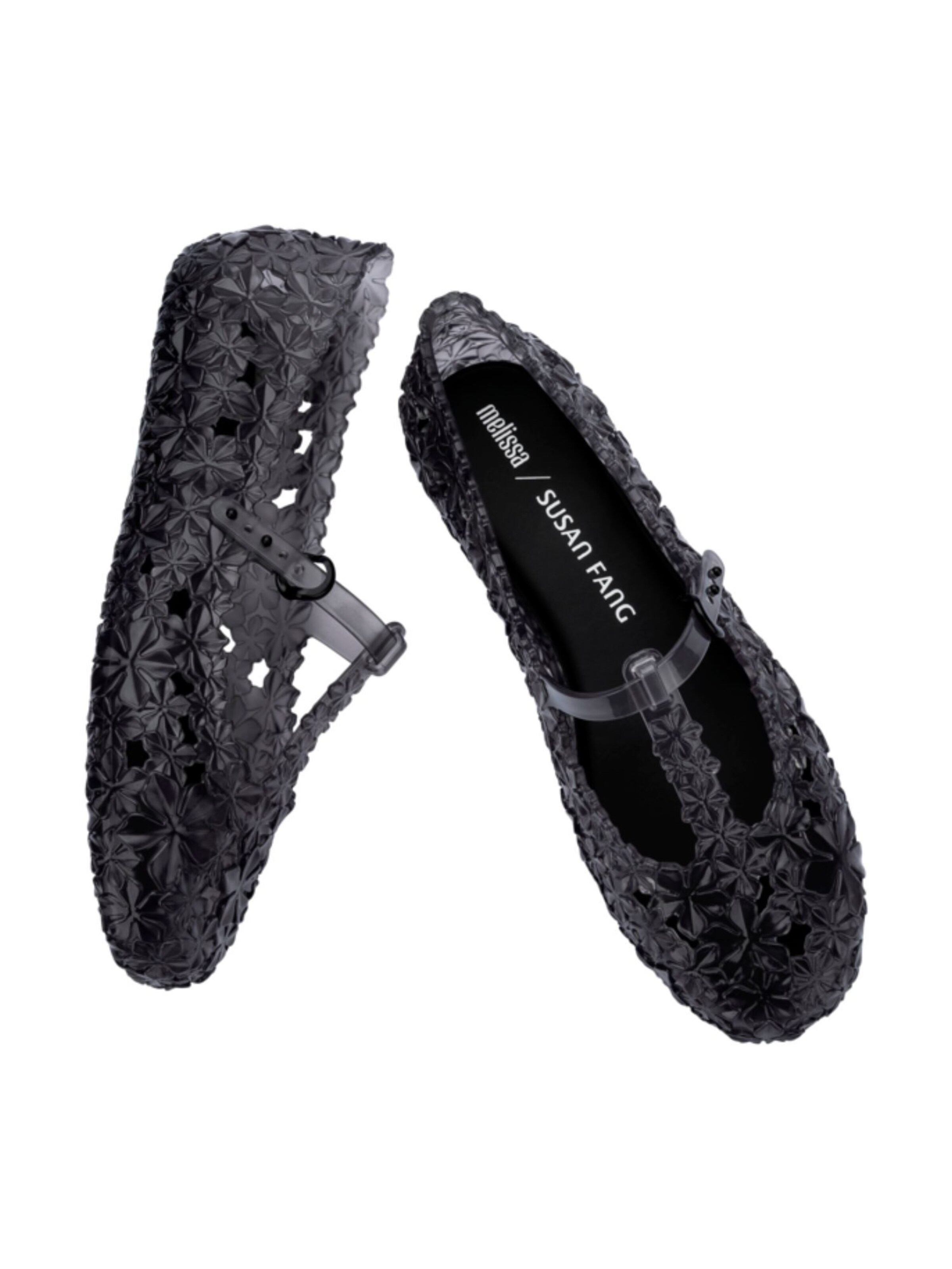 MELISSA Ballerina met riempjes 'Melissa Daphnis x Susan Fang' in Zwart