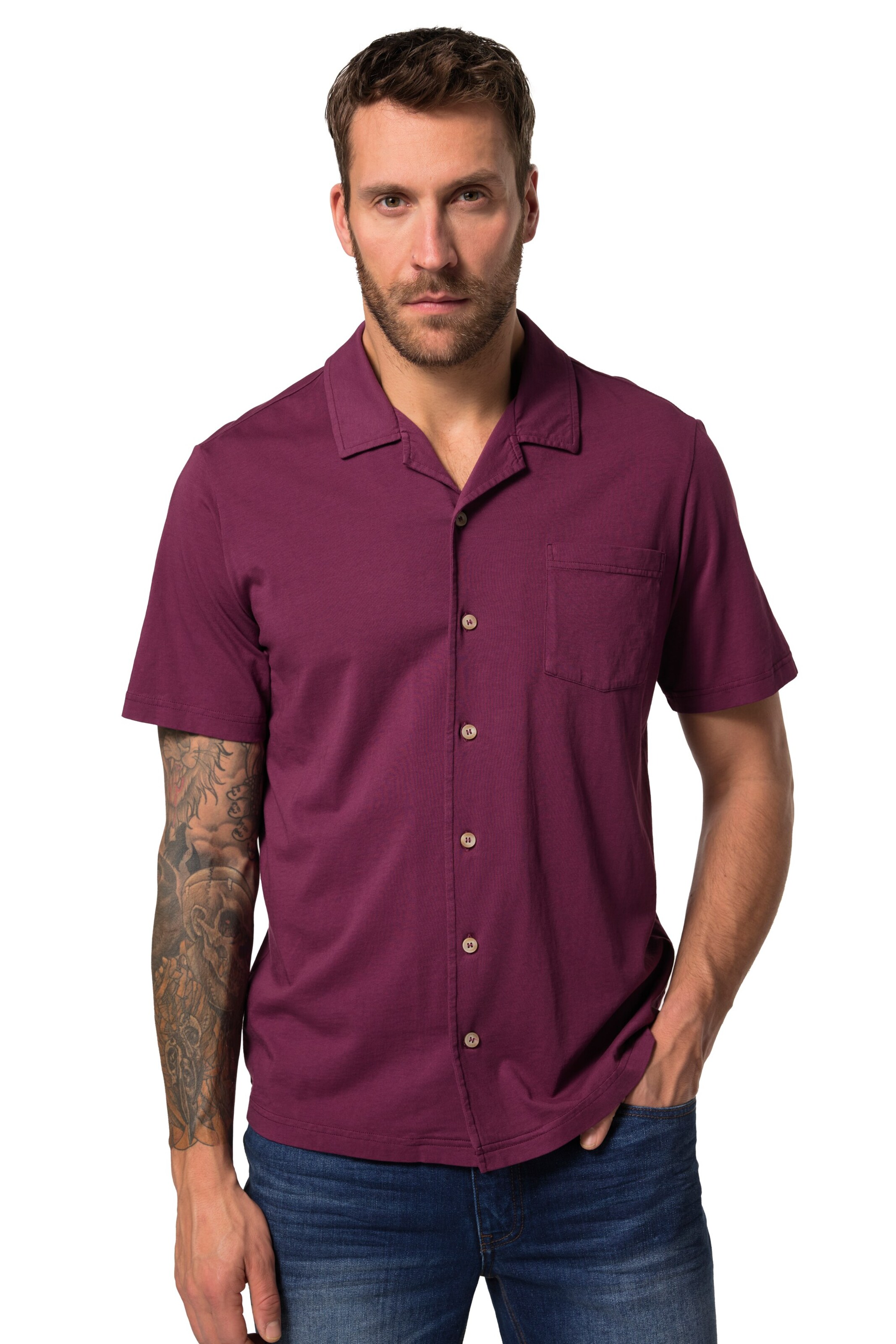 JP1880 Regular Fit Hemd in Rot: Vorderseite