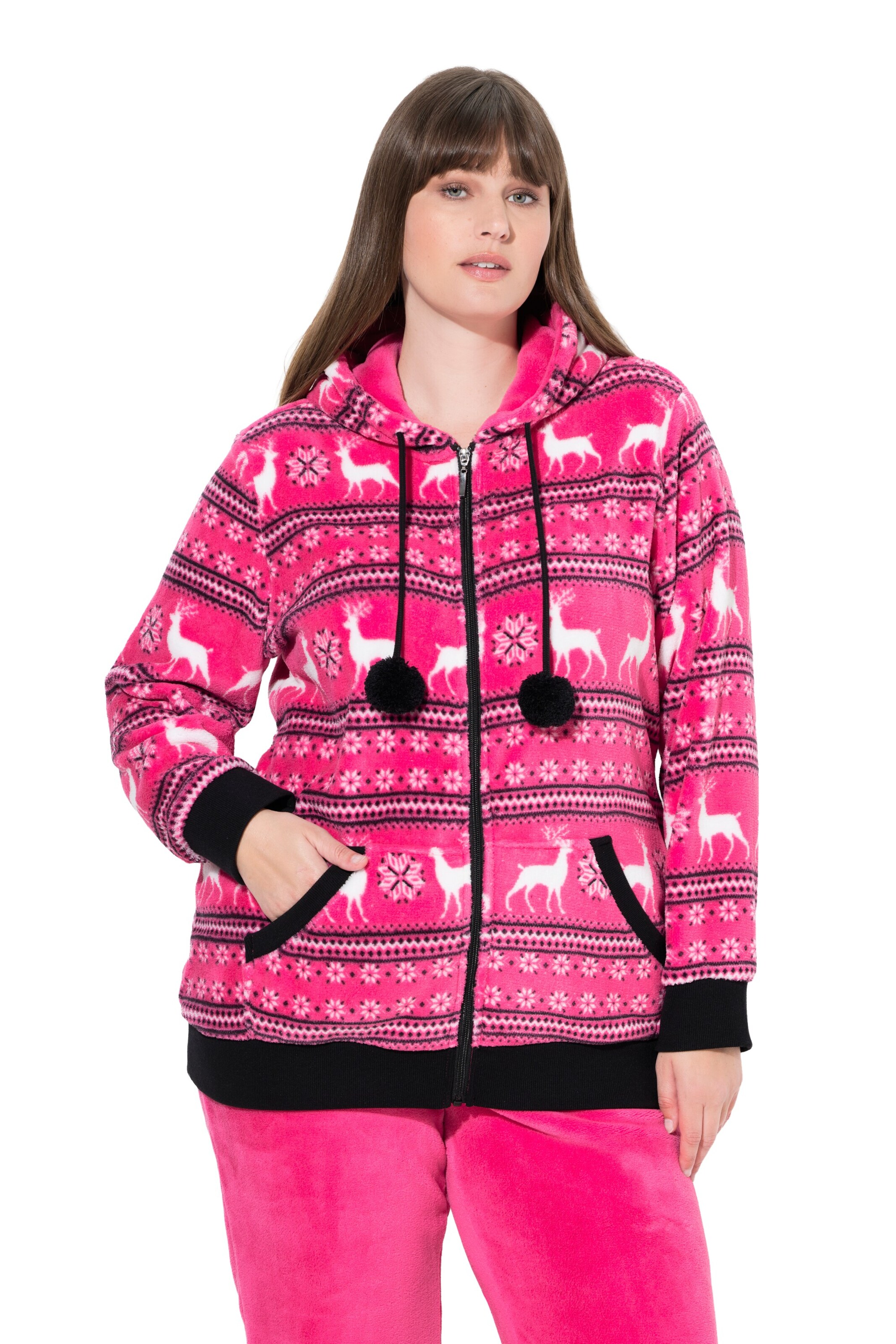 Ulla Popken Sweatvest in Roze: voorkant