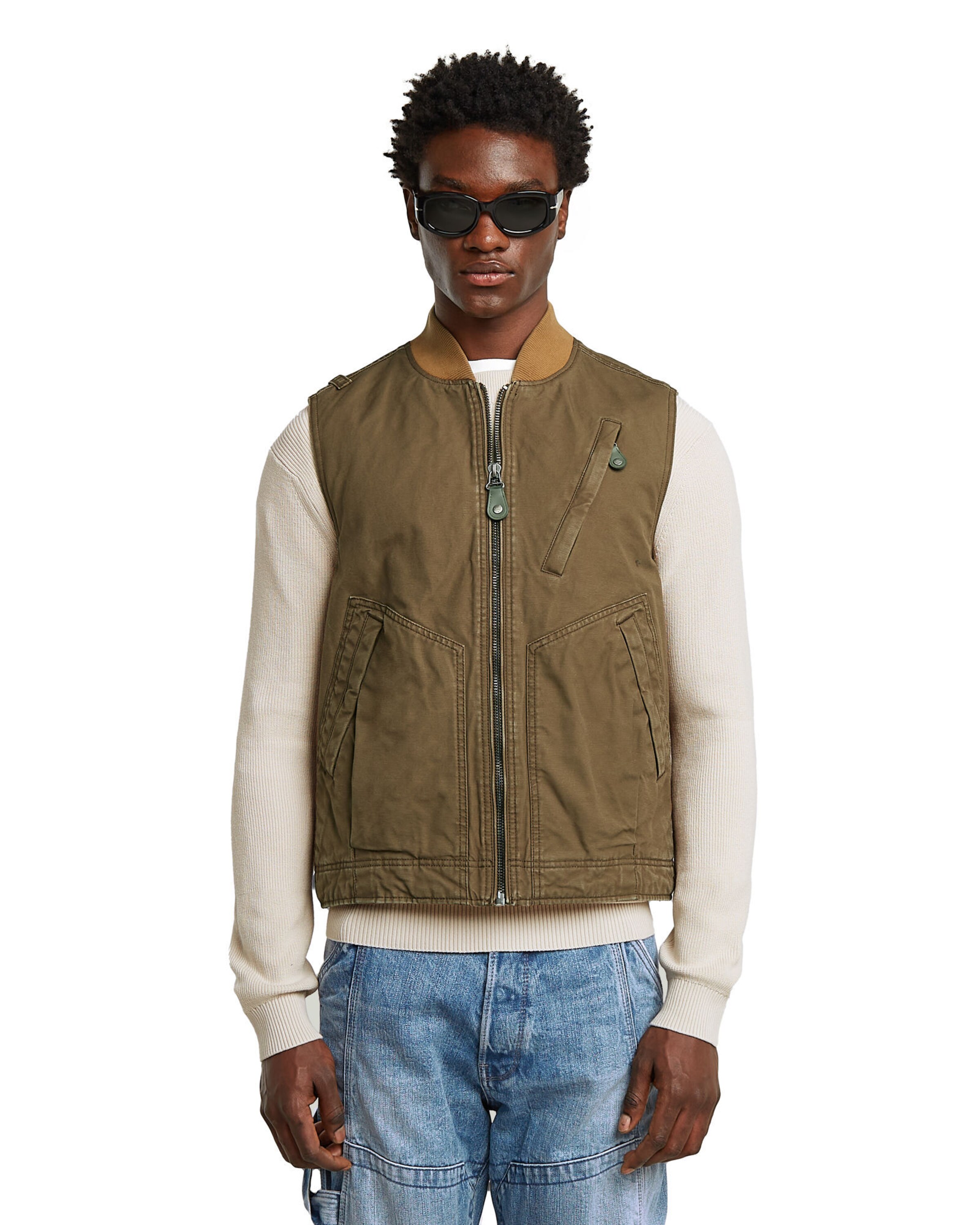 G-STAR Weste in Grün: Vorderseite