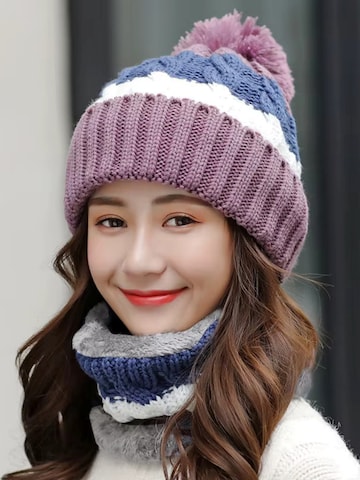 Kumixi Beanie 'Set: Mütze & Loop Schal' in Purple