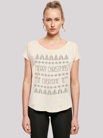 T-shirt 'Merry Christmas Everyone Weihnachten' F4NT4STIC en beige : devant