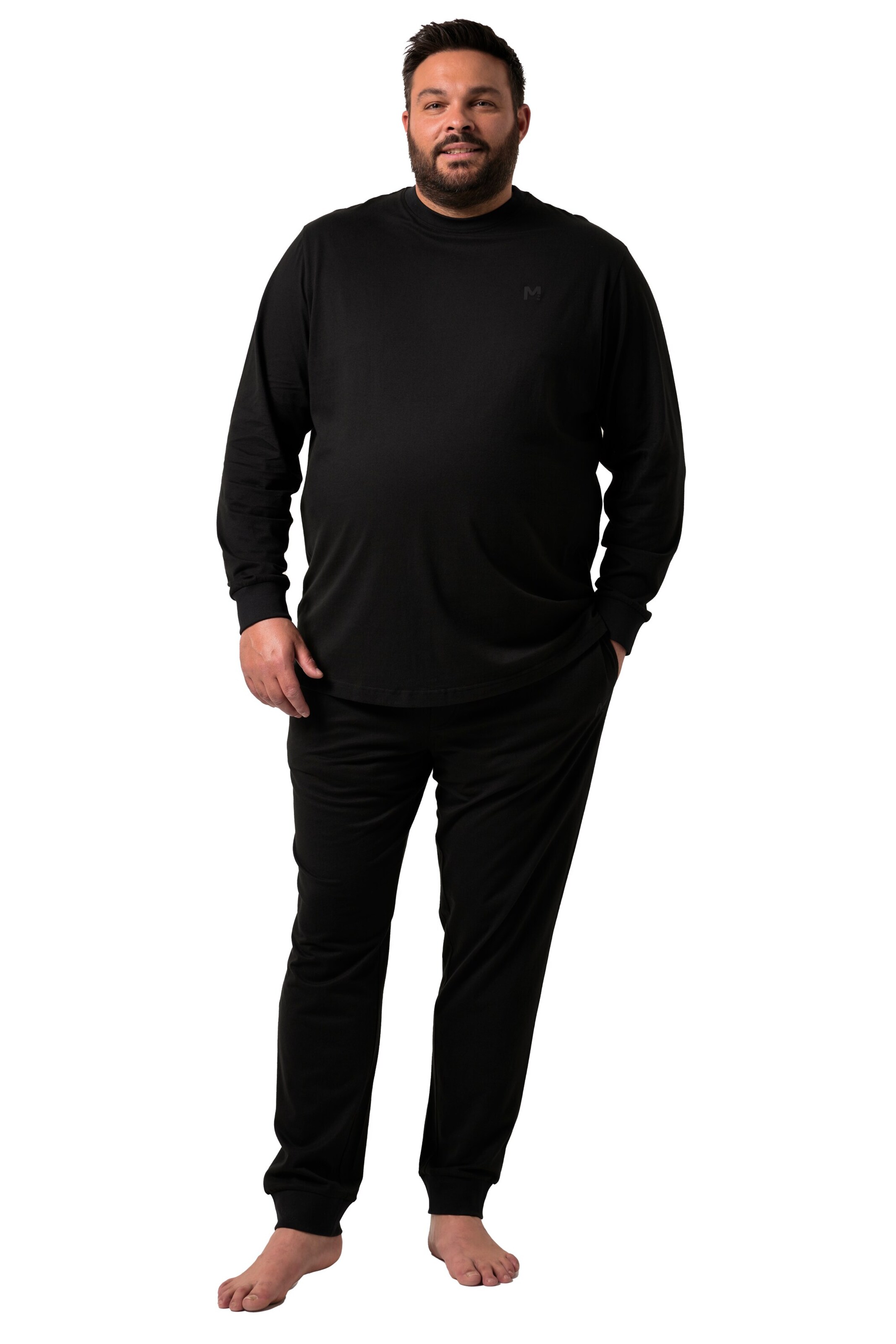 Men Plus Pyjama lang in Zwart: voorkant