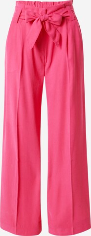 ESPRIT Wide leg Trousers with creases in Pink: front