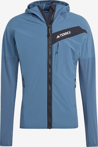 ADIDAS TERREX Athletic Fleece Jacket 'Techrock' in Blue: front