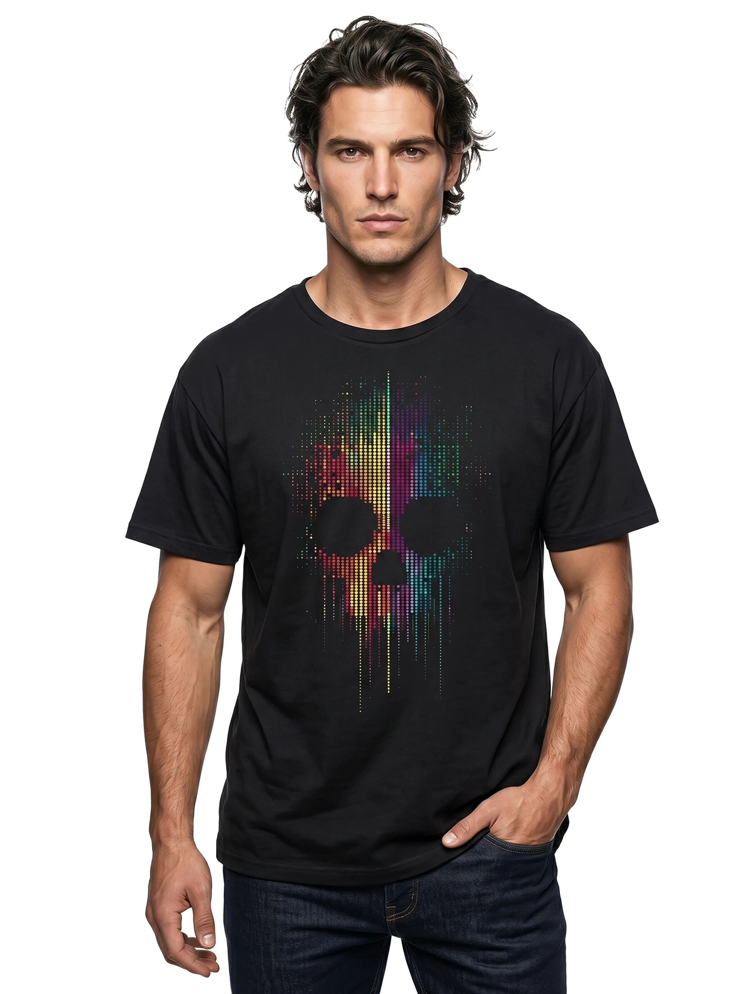 MAKAYA Shirt 'Ai Dot Skull' in Black