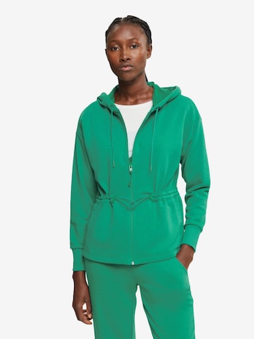 ESPRIT Athletic Zip-Up Hoodie in Green: front