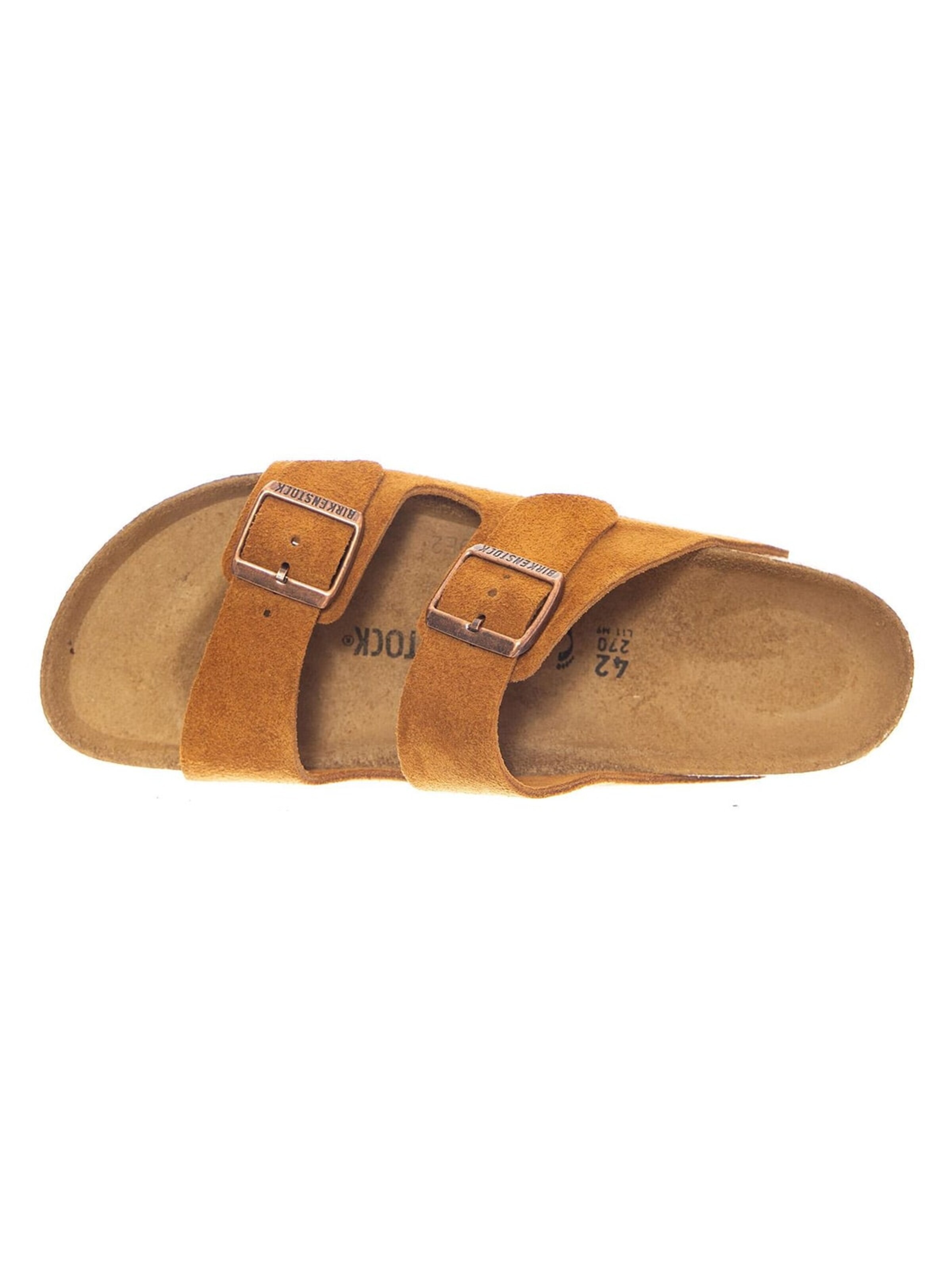 Sandalo 'Arizona Big Buckle Nubuck Leather Narrow Fit Sandcastle' di BIRKENSTOCK in marrone