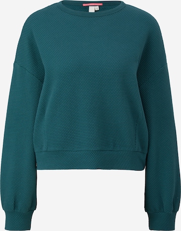 QS Sweatshirt in Groen: voorkant