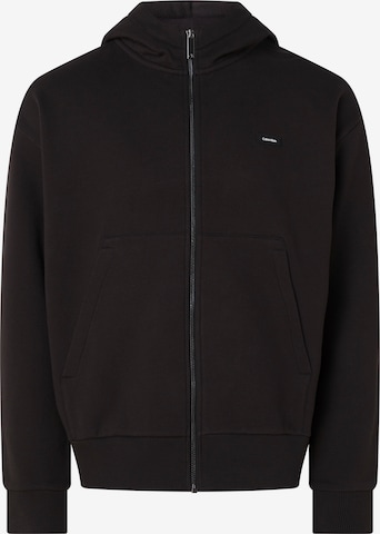 Calvin Klein Zip-Up Hoodie in Black: front