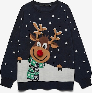 Vero Moda Curve - Jersey 'VMCFrostydeer' en azul: frente