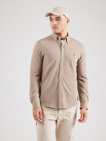 Coupe regular Chemise Polo Ralph Lauren en beige : devant