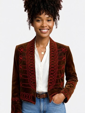 Fulgor Between-Season Jacket 'Casaco Isadora em Veludo Luxuoso' in Red: front