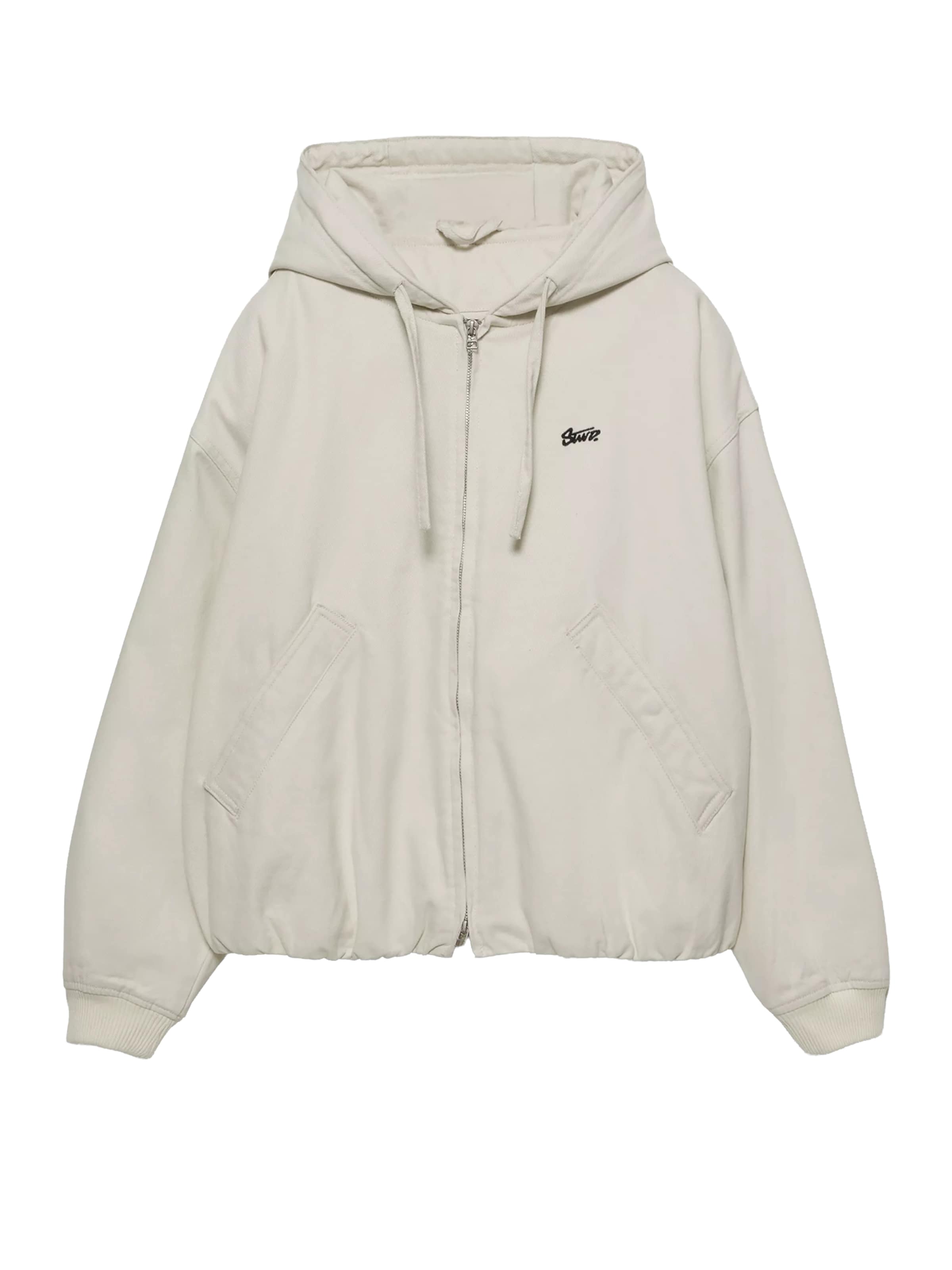 Pull&Bear Преходно яке 'STWD' в черно / бяло, Преглед на продукта