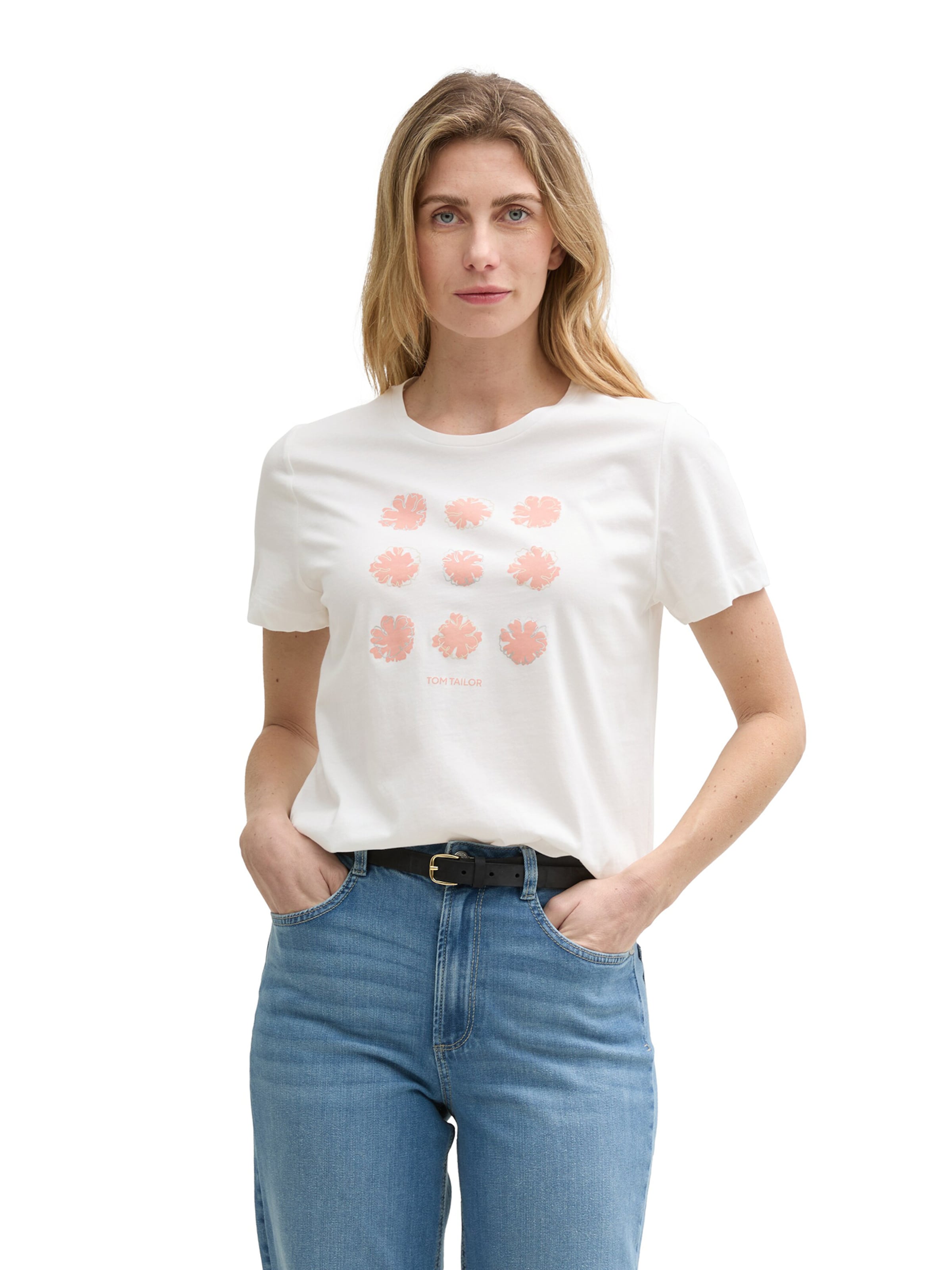 Tricou de la TOM TAILOR pe alb: față